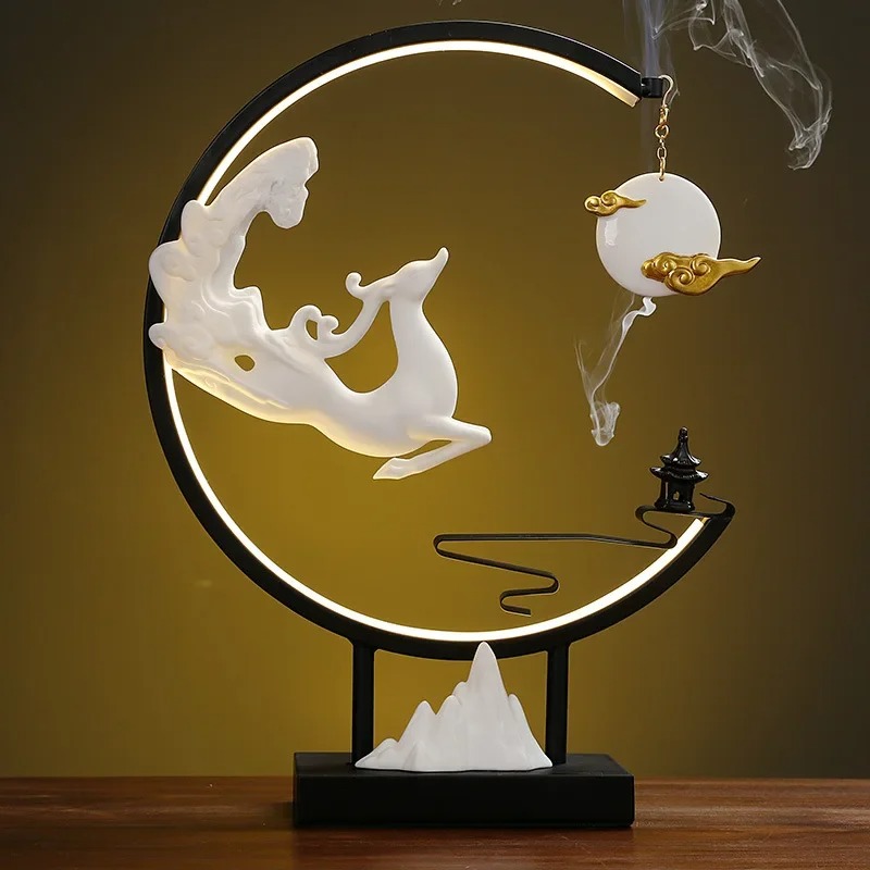 Home Decor Zen - FX-1 新しい中国風禅嫦娥月面飛行創造的な逆流香炉ホームリビングルームオフィスデスクトップ装飾