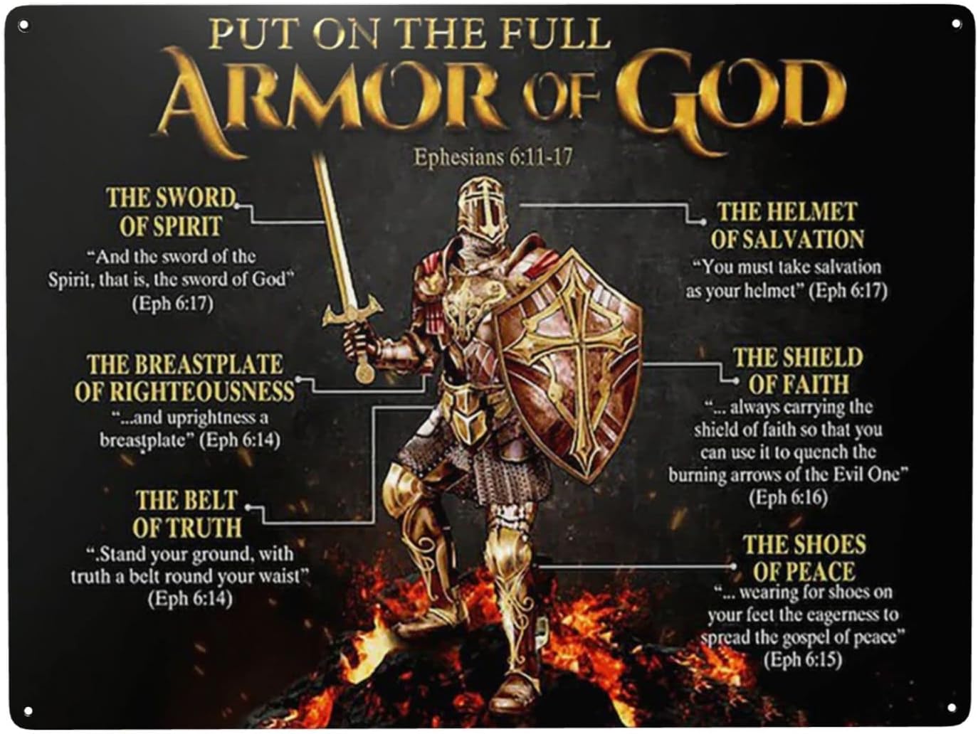 X Home Decor - 1p,WZVZGZ ARMOR OF GOD ティンゴールドロゴ 壁飾り