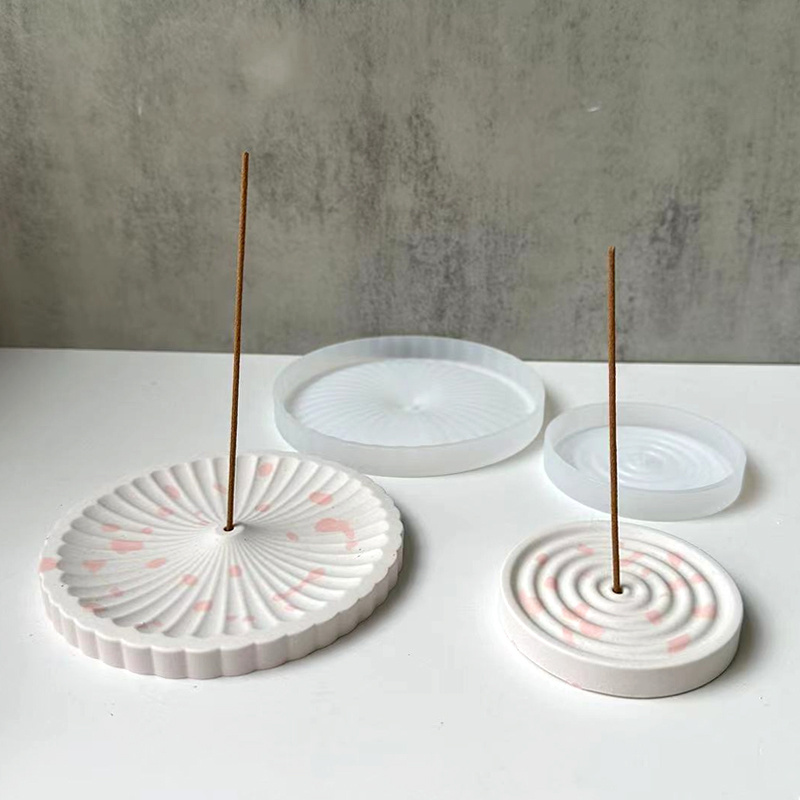 Home Decor Humacao - 1つのシリコン製お香立て型、DIY円形模様のお香立て、セメント石膏型、家の装飾用の手工芸品