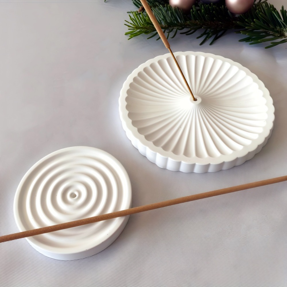 Home Decor Humacao - 2個入り丸型香炉シリコンモールド挿入プレート石膏棒ブラケット装飾アロマセラピートレイ樹脂シリコンモールド