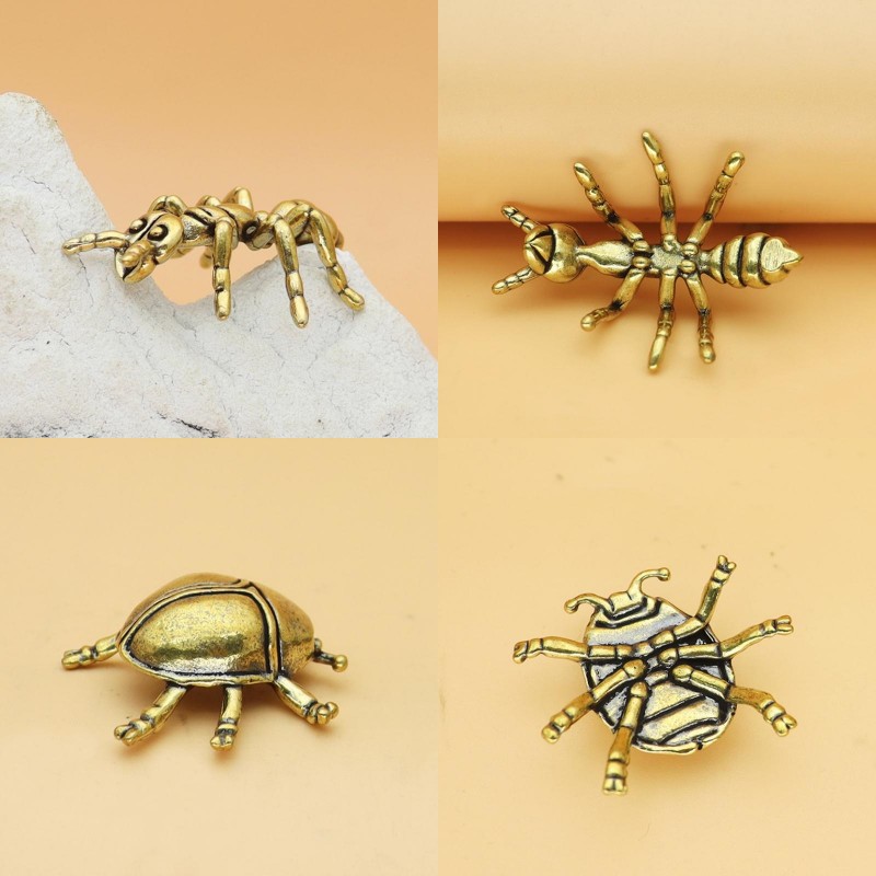 Home Decor Humacao - クリエイティブなアリとサソリの工芸品、真鍮製の昆虫、甲虫の置物コレクション、デスクトップ用小型装飾、家の装飾