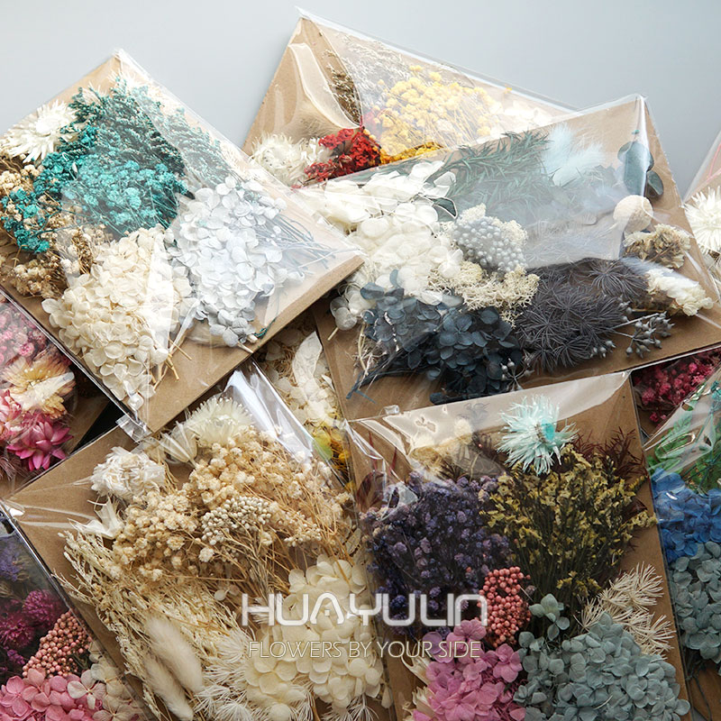 Dried Flower Bouquet - 1 パック人工植物ドライ本物の花プリザーブド材料エポキシ樹脂キャンドル DIY 花材アジサイセット花