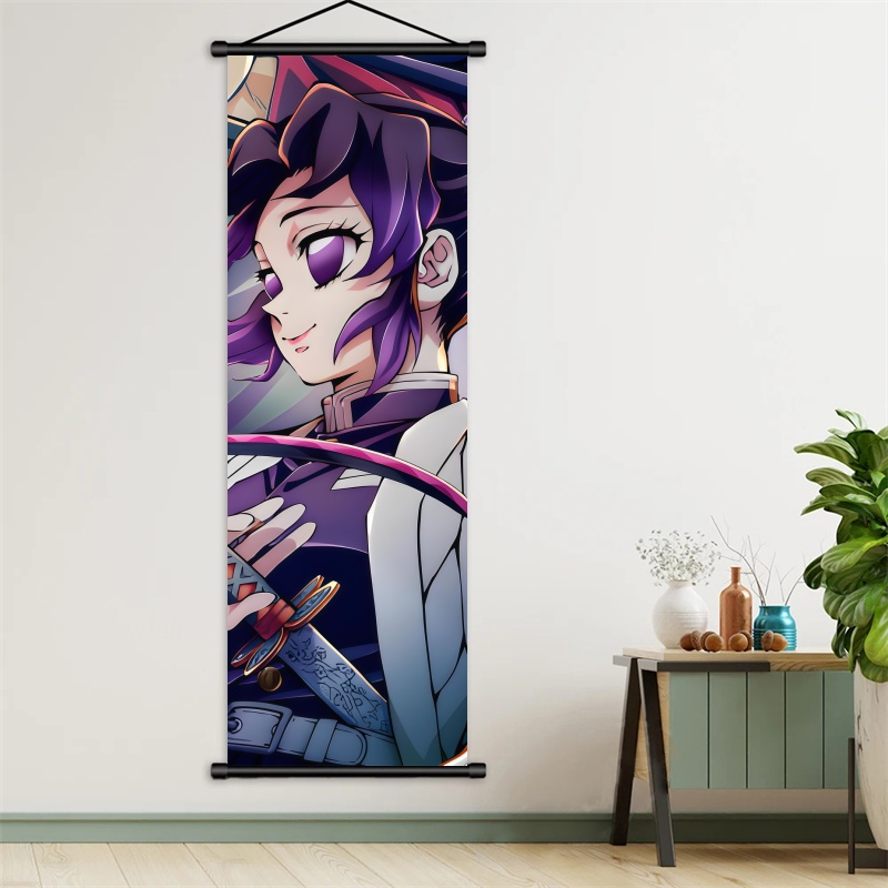 胡蝶しのぶ デーモンスレイヤーアートファブリック掛け軸、アニ - Home Decor Wall Pictures のレビューと価格