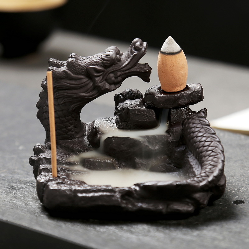 陶器製ドラゴン型香炉、逆流香炉、ミニオフィスデスク・ホームデ - Home Decor Humacao のレビューと価格