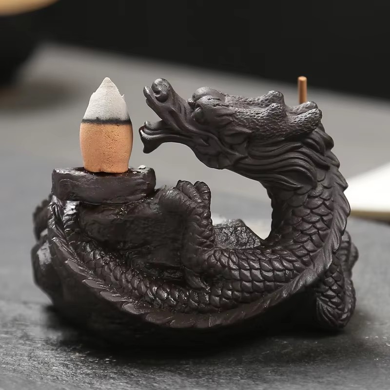 陶器製ドラゴン型香炉、逆流香炉、ミニオフィスデスク・ホームデ - Home Decor Humacao のレビューと価格