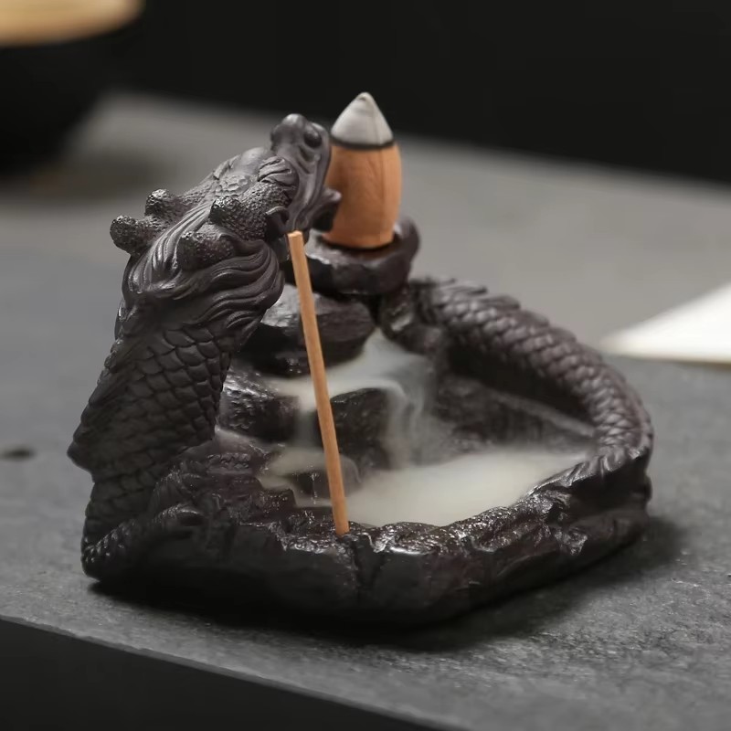 陶器製ドラゴン型香炉、逆流香炉、ミニオフィスデスク・ホームデ - Home Decor Humacao のレビューと価格