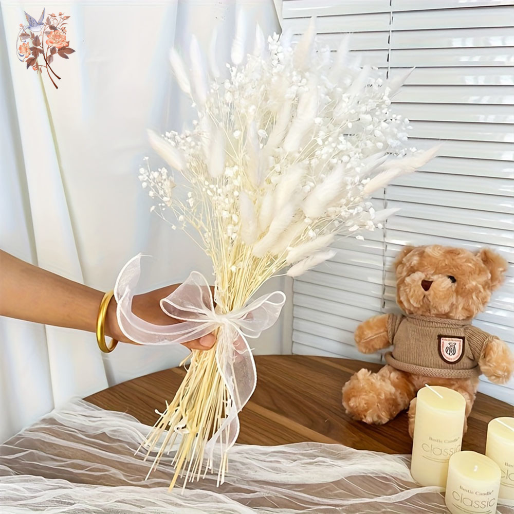54 個ホワイトドライフラワーブライダルマリアージュブーケナ - Dried Flower Bouquet のレビューと価格