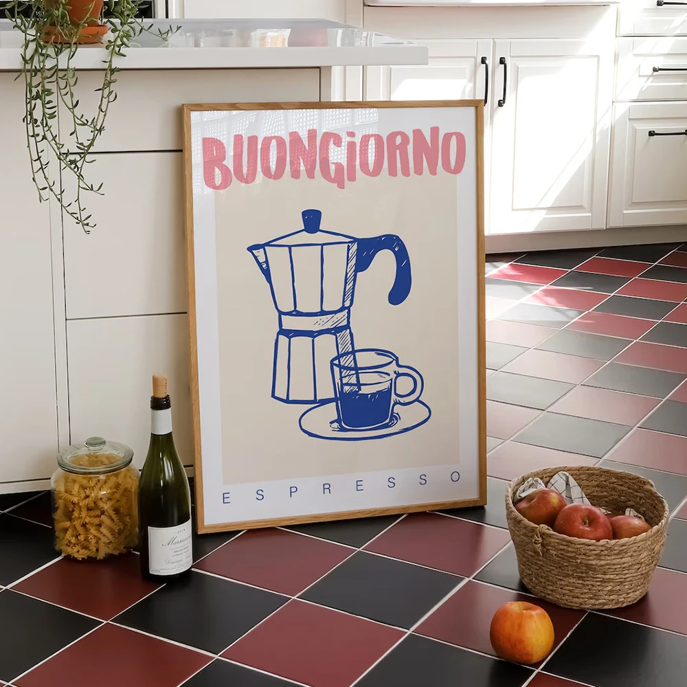 現代コーヒーエスプレッソ壁アートプリントトレンディなレトロヴ - Home Decor Kolkata のレビューと価格
