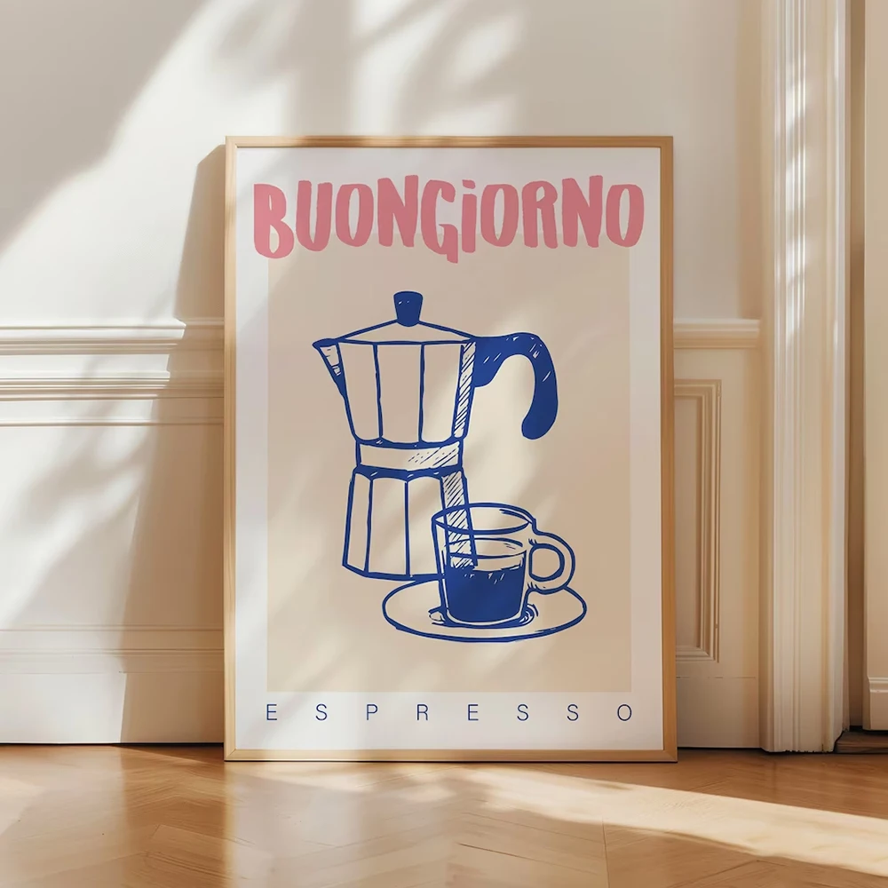 現代コーヒーエスプレッソ壁アートプリントトレンディなレトロヴ - Home Decor Kolkata のレビューと価格