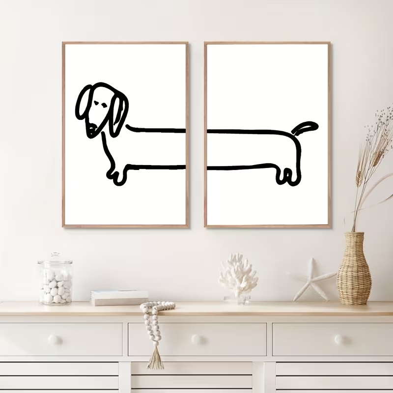 2 個モダンなダックスフント面白い犬ウォールアートプリントキ - Home Decor Aesthetic のレビューと価格