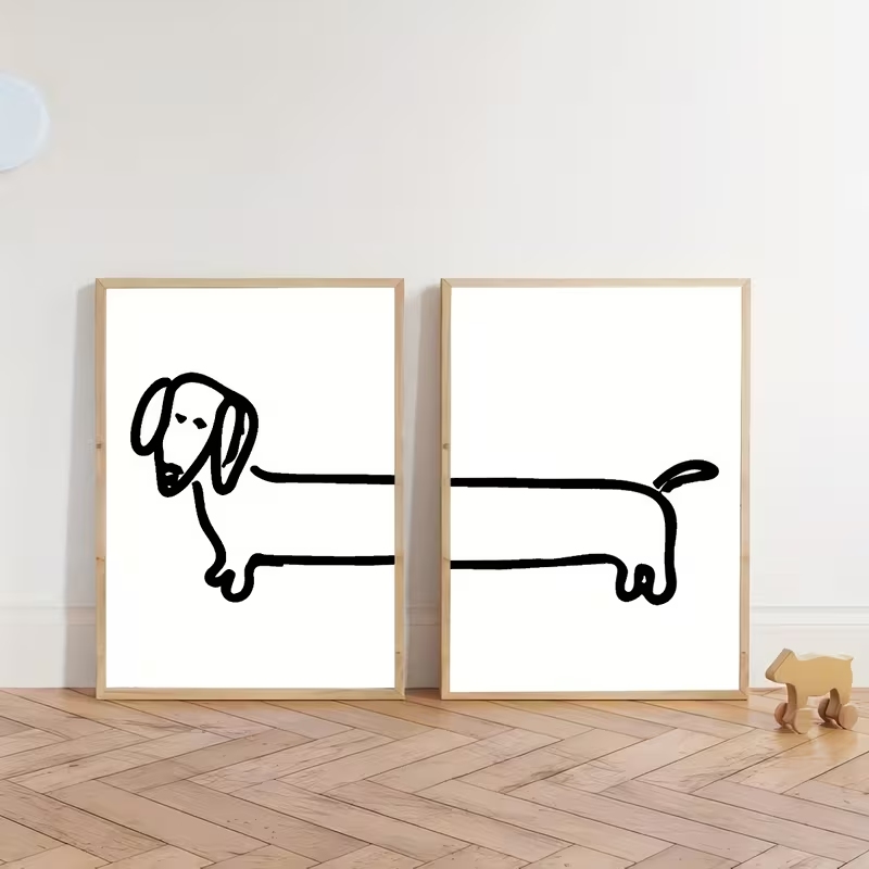 2 個モダンなダックスフント面白い犬ウォールアートプリントキ - Home Decor Aesthetic のレビューと価格