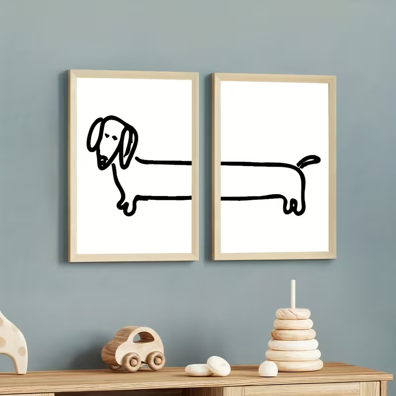 2 個モダンなダックスフント面白い犬ウォールアートプリントキ - Home Decor Aesthetic のレビューと価格