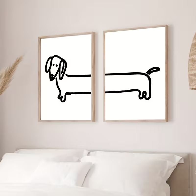 2 個モダンなダックスフント面白い犬ウォールアートプリントキ - Home Decor Aesthetic のレビューと価格