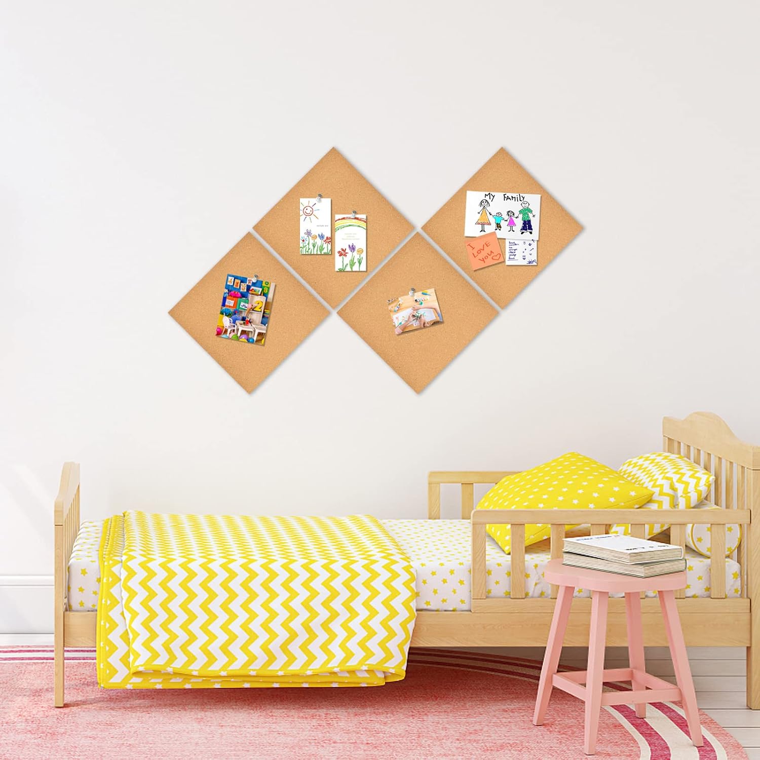 粘着裏地付き正方形コルクボード2/4/6枚、サイズ12インチ - X Home Decor のレビューと価格