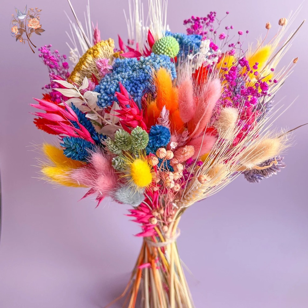 カラフルなドライフラワーウェディングブーケ花嫁用保存パンパス - Dried Flower Bouquet のレビューと価格