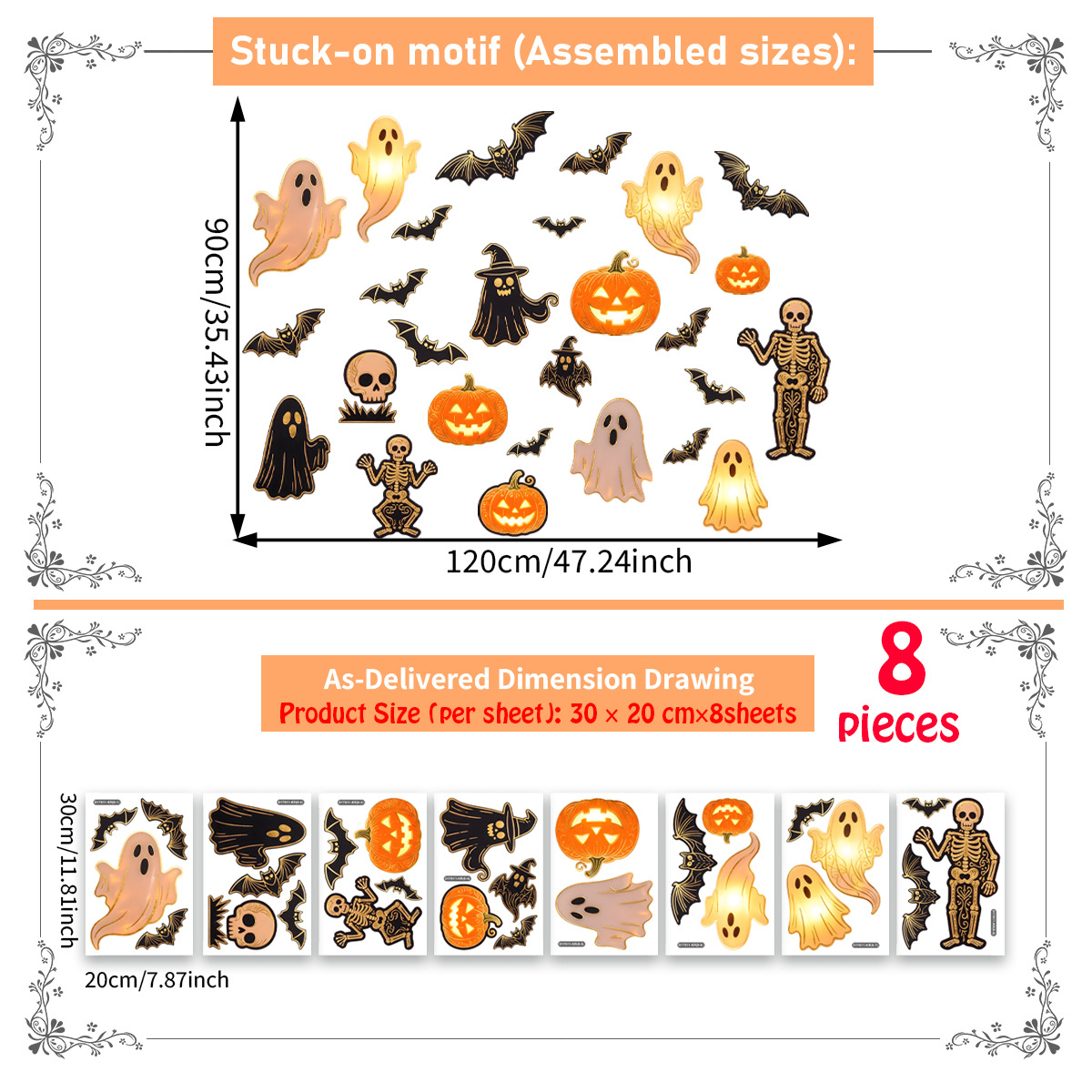 再利用可能なハロウィンウィンドウクリンガーセット - 静電気 - X Home Decor のレビューと価格
