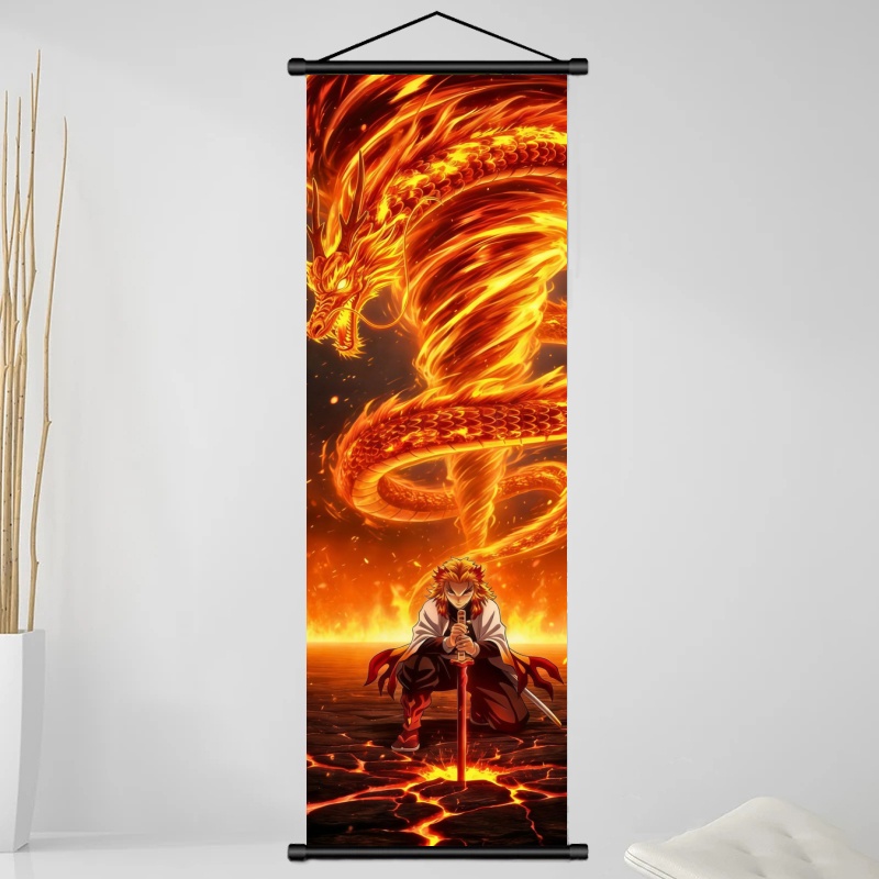 鬼滅の刃 煉獄杏寿郎 HDプリントアニメ生地ウォールアートス - Home Decor Wall Pictures のレビューと価格