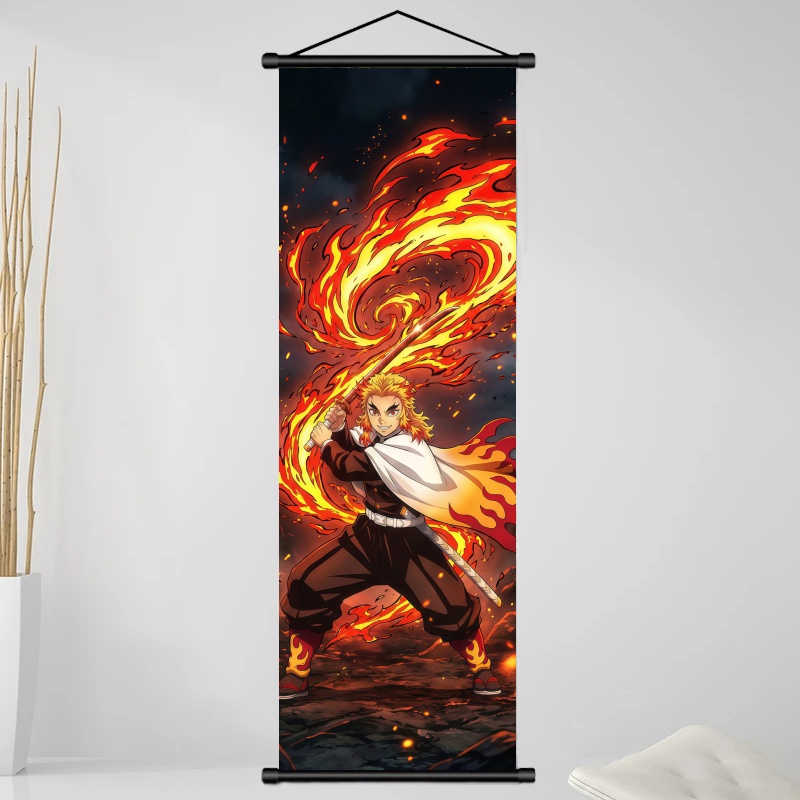 鬼滅の刃 煉獄杏寿郎 HDプリントアニメ生地ウォールアートス - Home Decor Wall Pictures のレビューと価格