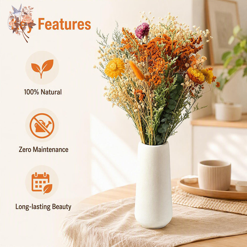 秋のドライフラワーブーケ、ナチュラルオレンジのパンパスグラス - Dried Flower Bouquet のレビューと価格