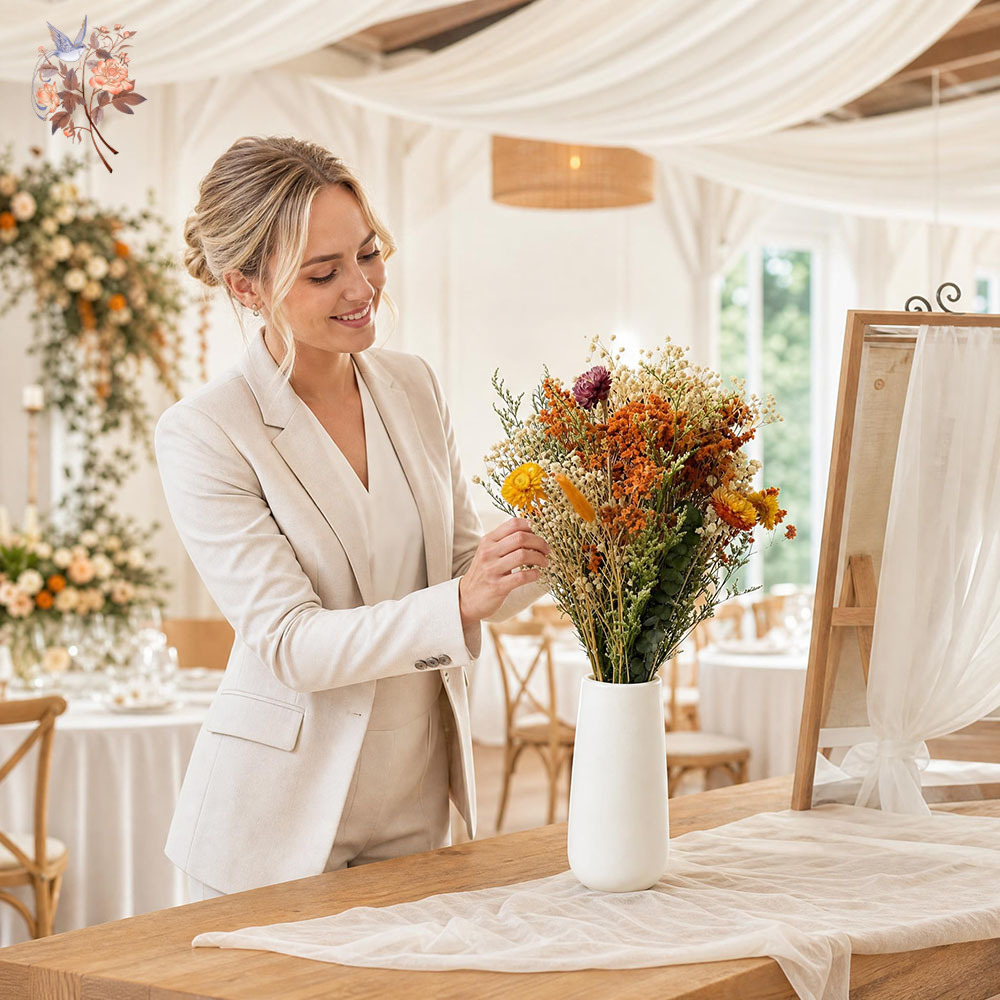 秋のドライフラワーブーケ、ナチュラルオレンジのパンパスグラス - Dried Flower Bouquet のレビューと価格