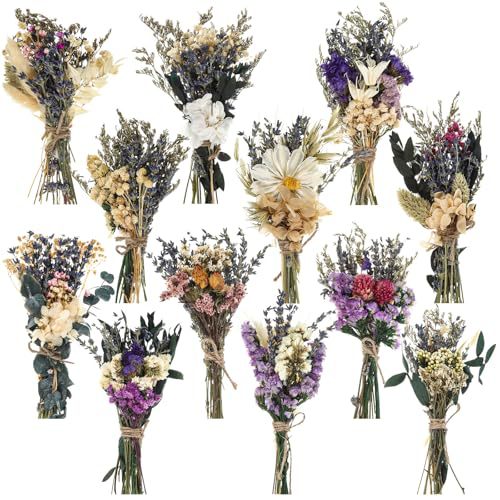 12 個ミニドライフラワーブーケナチュラルプリザーブドフラワ - Dried Flower Bouquet のレビューと価格