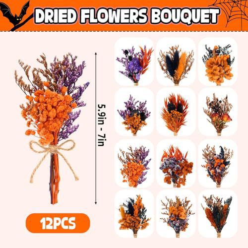 12 個ミニドライフラワーブーケナチュラルプリザーブドフラワ - Dried Flower Bouquet のレビューと価格