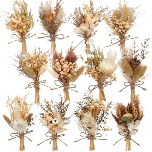12 個ミニドライフラワーブーケナチュラルプリザーブドフラワ - Dried Flower Bouquet のレビューと価格