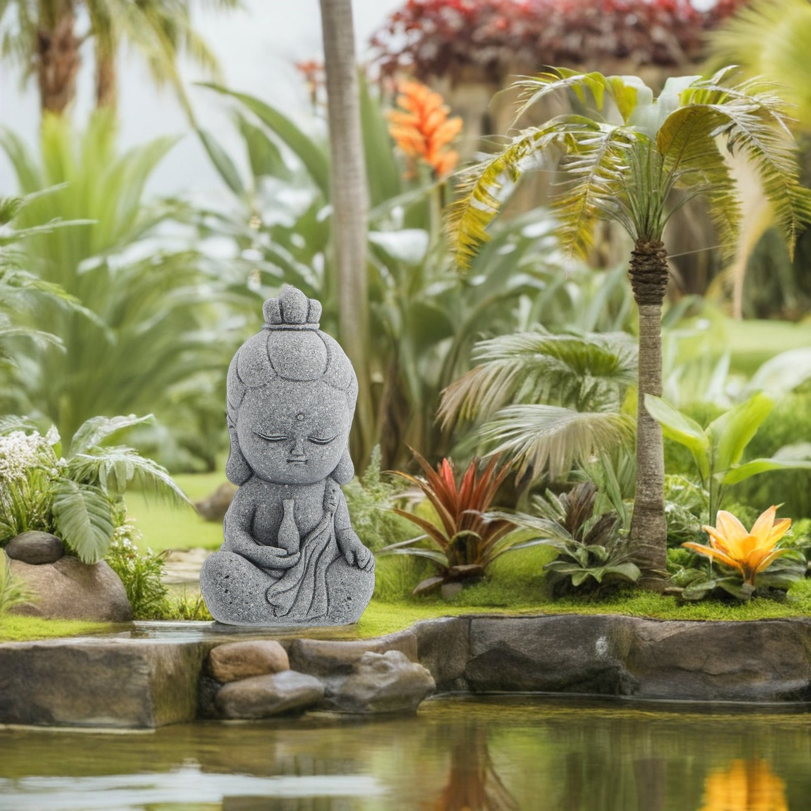 ミニ観音石像、小さな祈りの彫刻、禅庭や屋外の家の装飾用、禅の - Home Decor Zen のレビューと価格