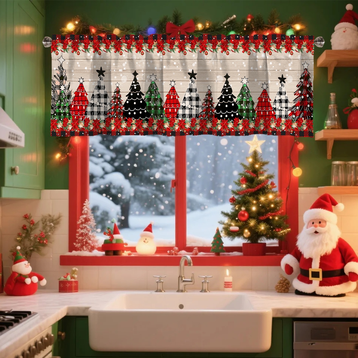 クリスマスショートカーテン メリークリスマス ホームデコレー - Home Decor Trends 2025 のレビューと価格