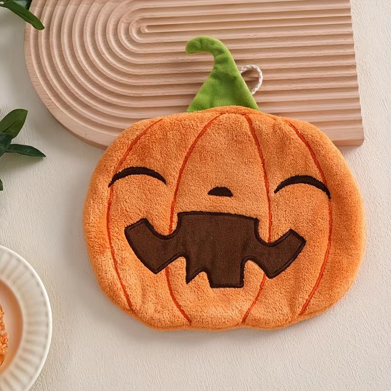 かわいいハロウィンテーマのハンドタオル カボチャ 黒猫 ゴー - Home Decor Kolkata のレビューと価格
