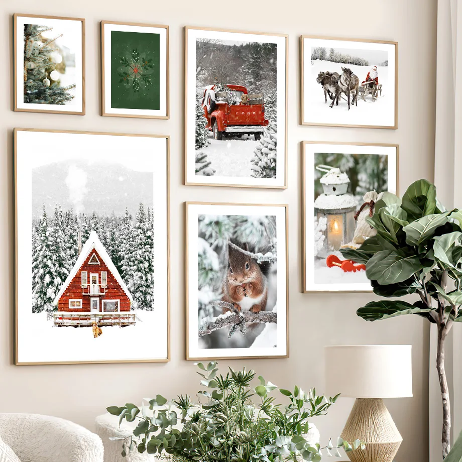 レッドハウスギフトカー雪だるまツリートナカイサンタリスクリス - X Home Decor のレビューと価格