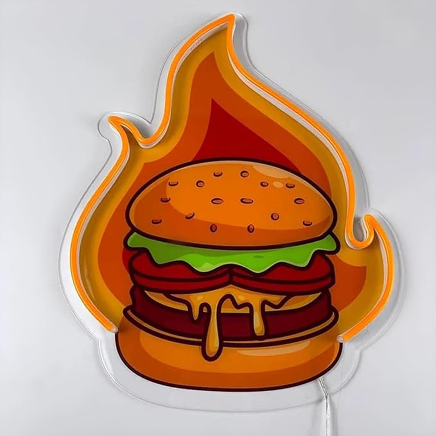 バーガーネオンサインLEDハンバーガーウォールライト、レスト - Home Decor Kolkata のレビューと価格