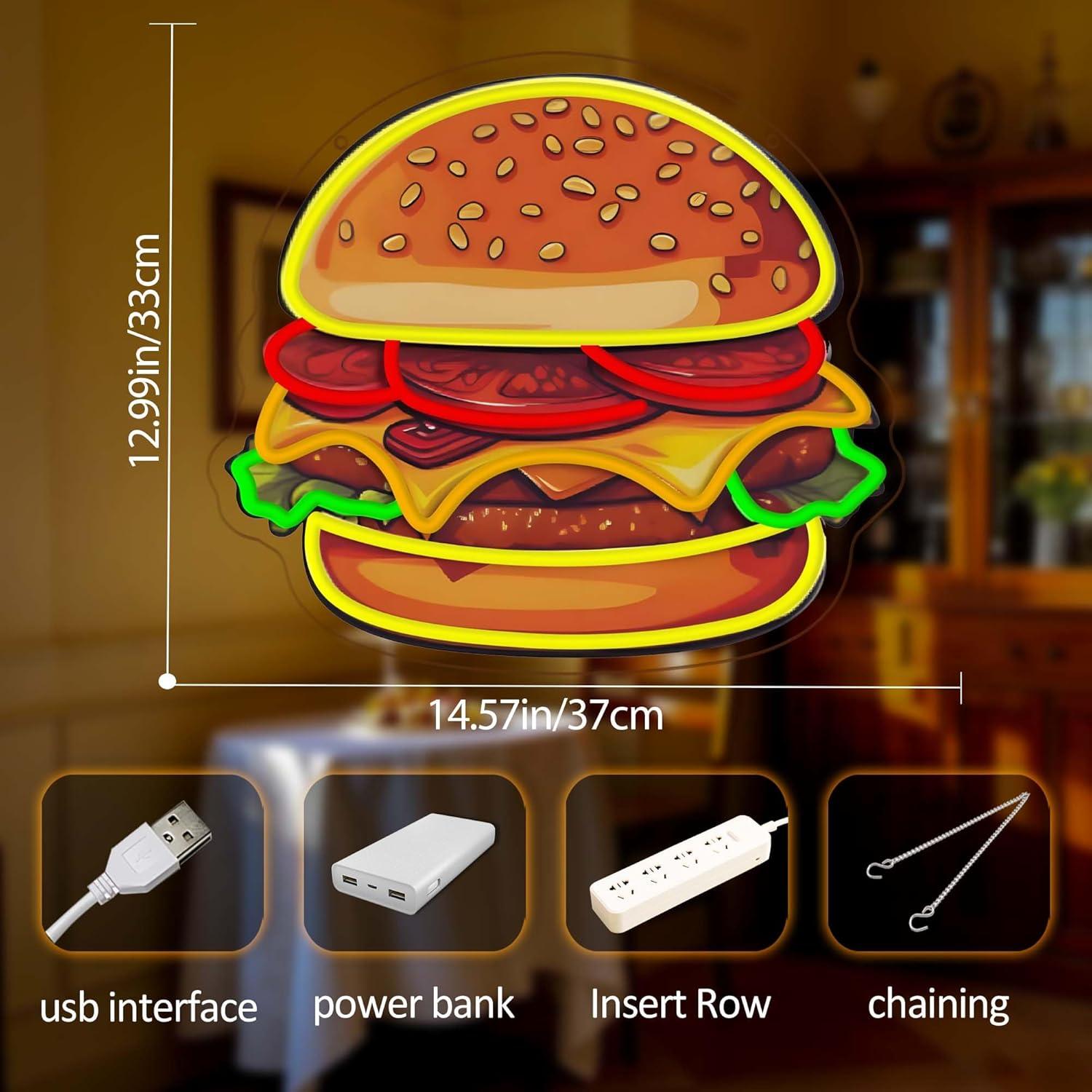 バーガーネオンサインLEDハンバーガーウォールライト、レスト - Home Decor Kolkata のレビューと価格
